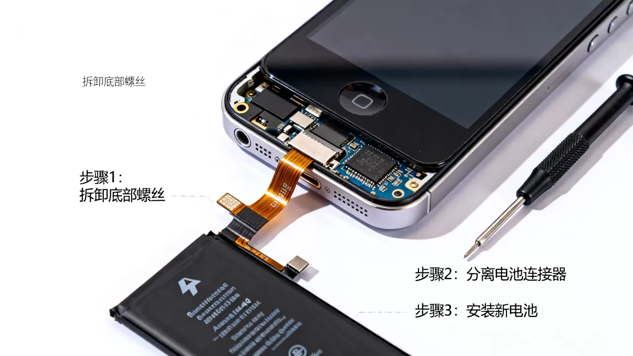 iphone4s电池连接器坏了怎么修，iphone4s电池更换