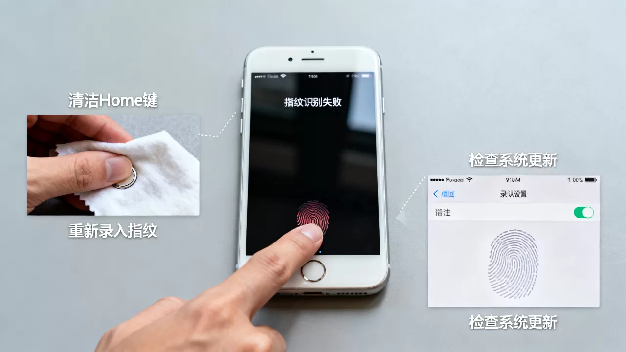 iphone的指纹解锁失灵怎么办，苹果手机指纹识别不灵敏怎么解决