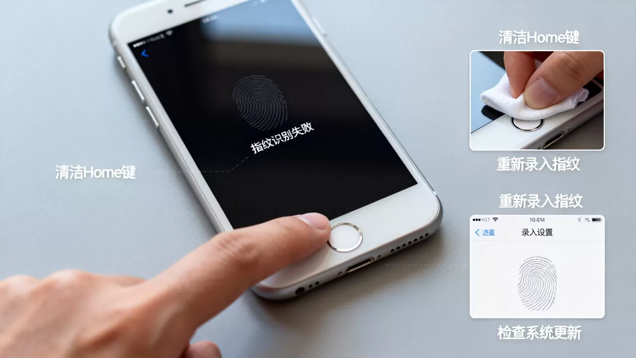 iphone的指纹解锁失灵怎么办，苹果手机指纹识别不灵敏怎么解决