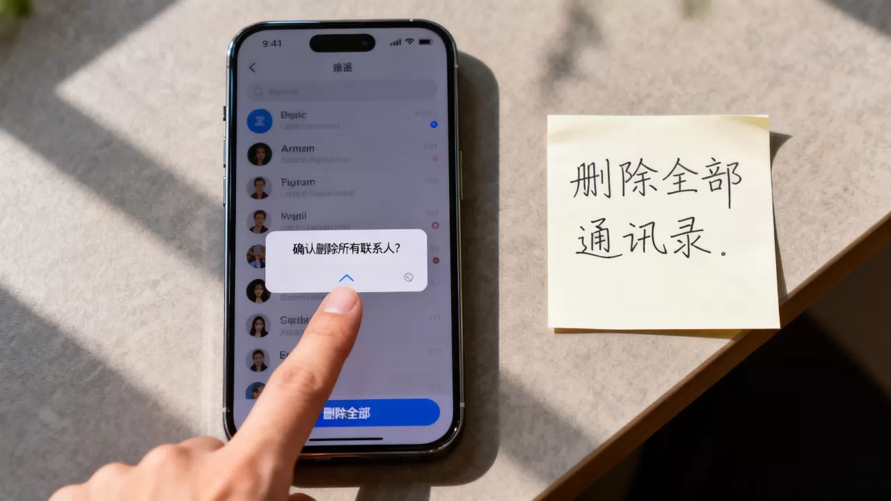 iphone如何删除全部通讯录，苹果手机一键清空联系人方法