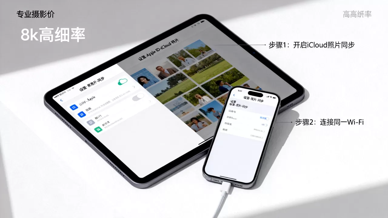 ipad和iphone怎么同步照片，苹果设备照片同步方法
