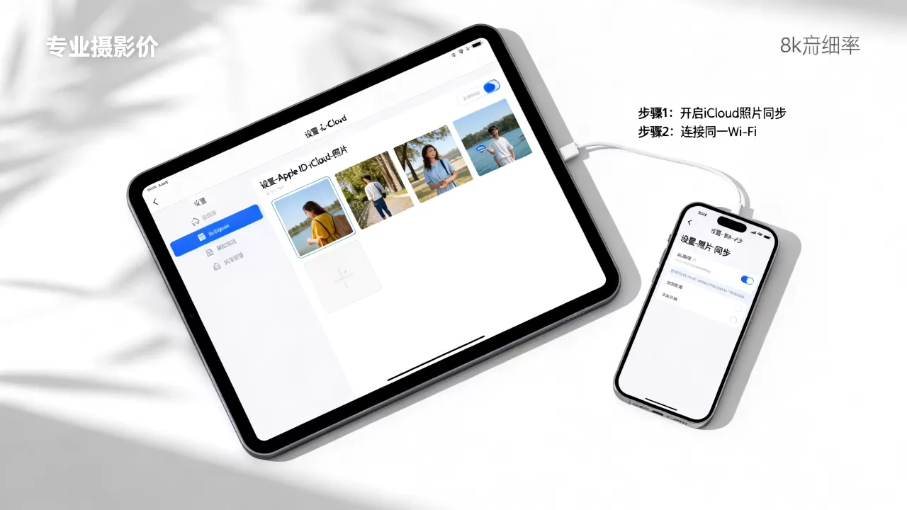 ipad和iphone怎么同步照片，苹果设备照片同步方法