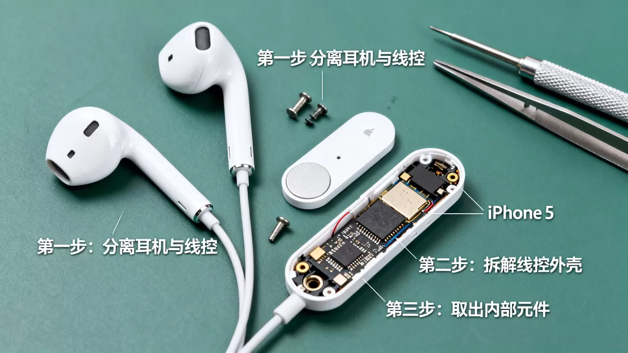 iphone5耳机拆解教程，iphone5耳机怎么拆