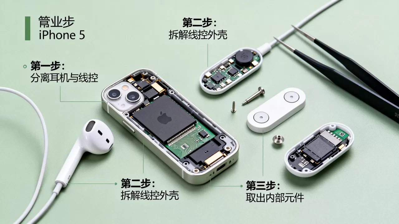 iphone5耳机拆解教程，iphone5耳机怎么拆