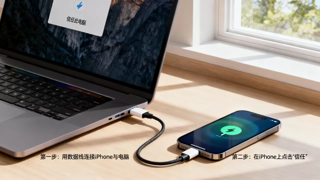 电脑和iphone怎么连接，iphone连接电脑教程