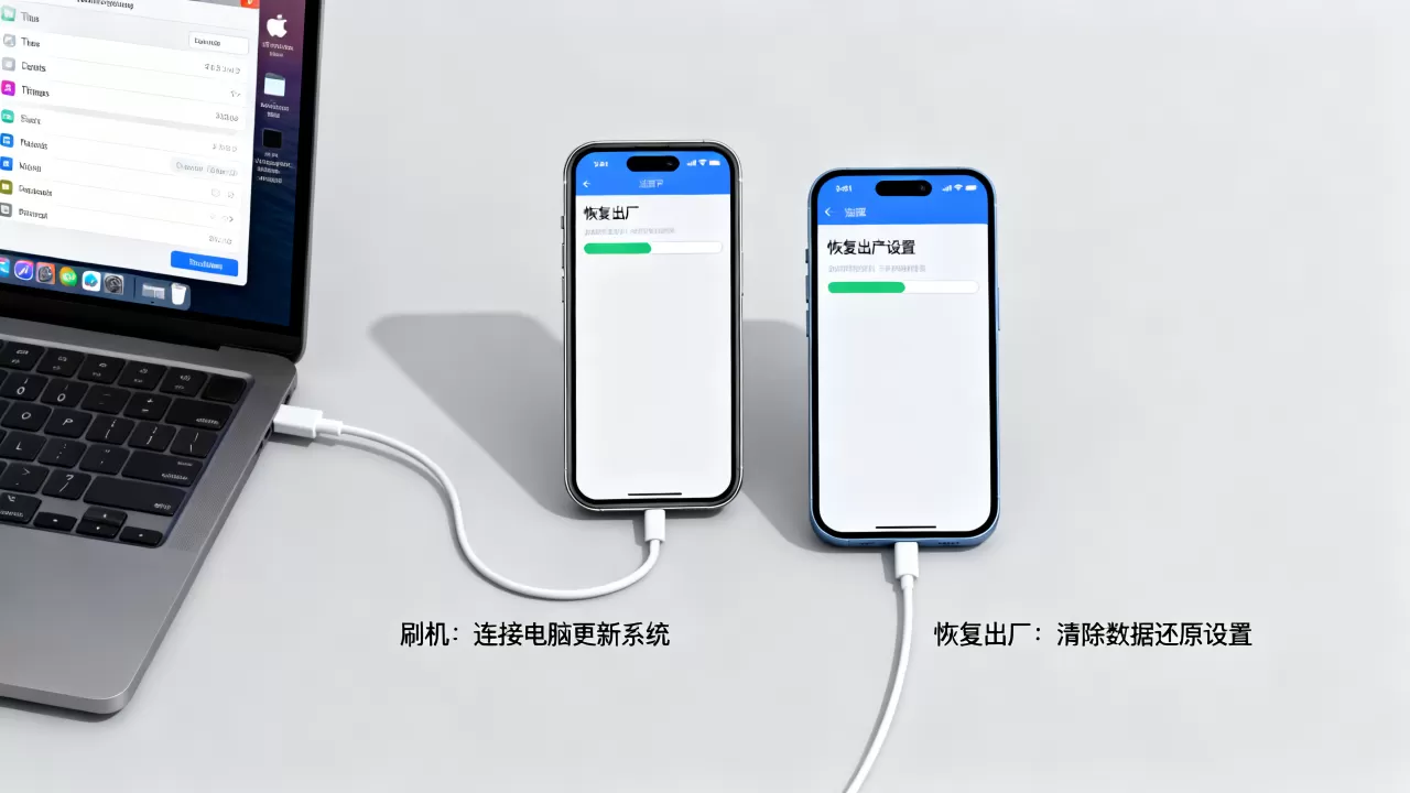 刷机和恢复iphone的区别，iphone刷机与恢复出厂设置有什么区别