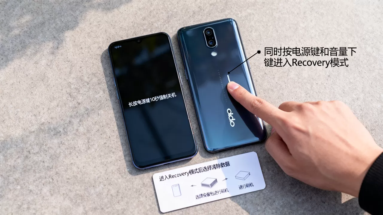 oppo怎么关机怎么刷机教程，oppo手机强制关机方法