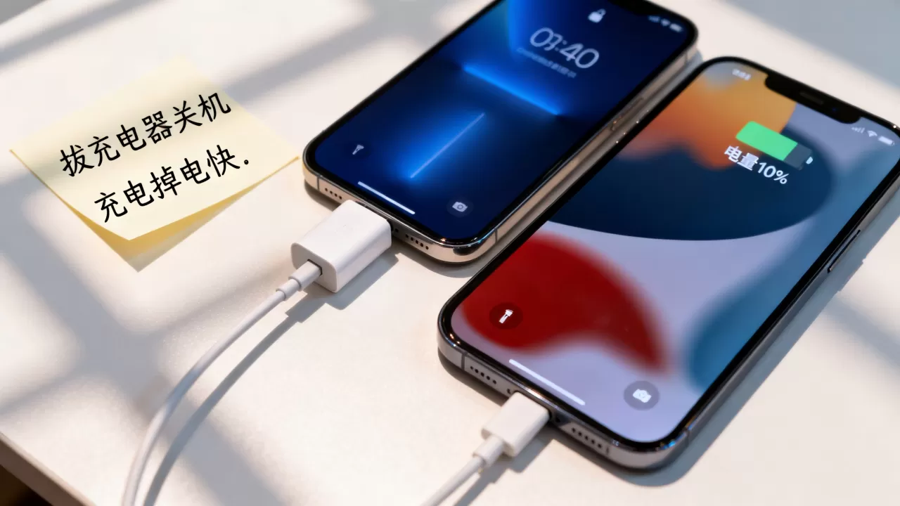 iphone拔充电器就关机怎么回事，iphone充电掉电快