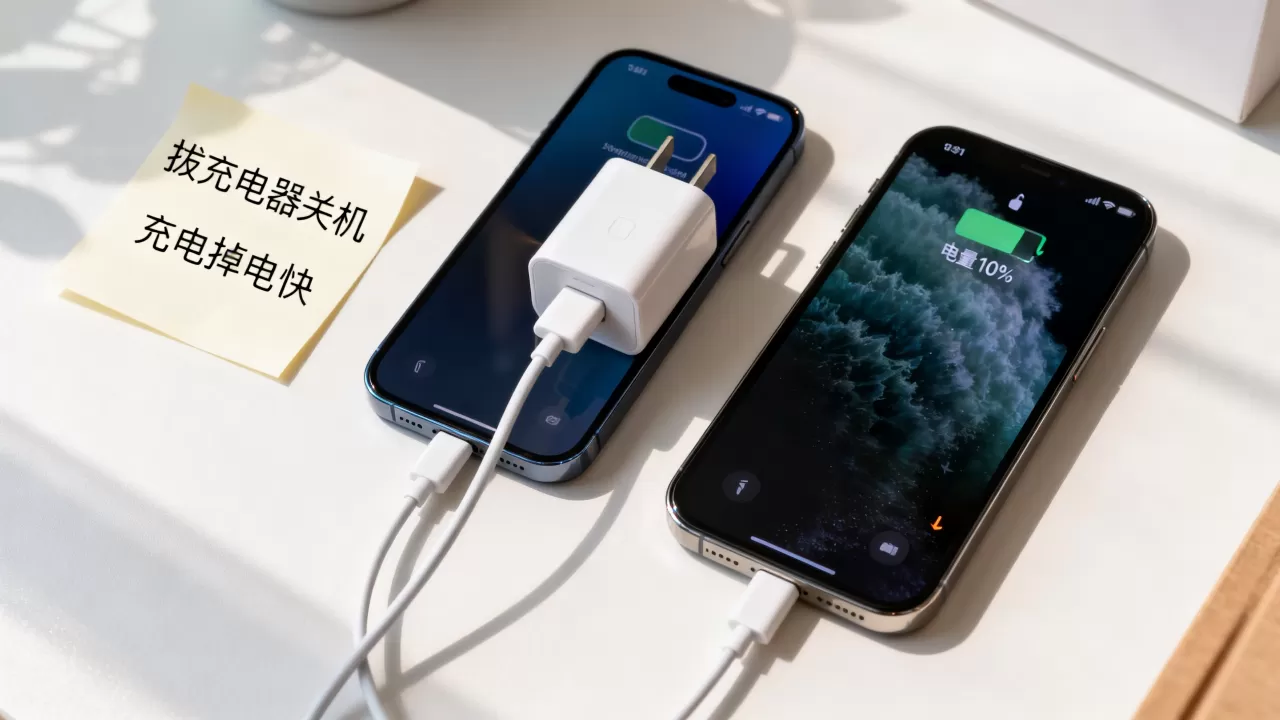 iphone拔充电器就关机怎么回事，iphone充电掉电快