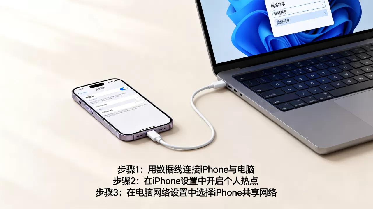 iphone怎么连接电脑上网，iphone连电脑共享网络
